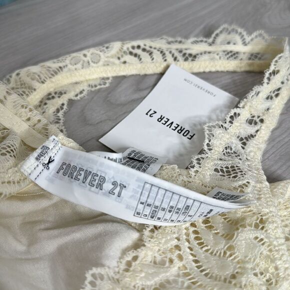 NWT Forever 21 Ivory Lace Lingerie Bra Top Bralette Size XL - Picture 6 of 6